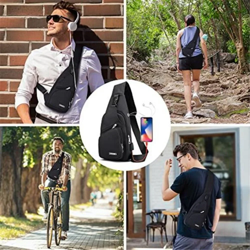 Waterproof Sling Bag Crossbody Backpack for Men Women Sling Backpack Hiking - Picture 3 of 6